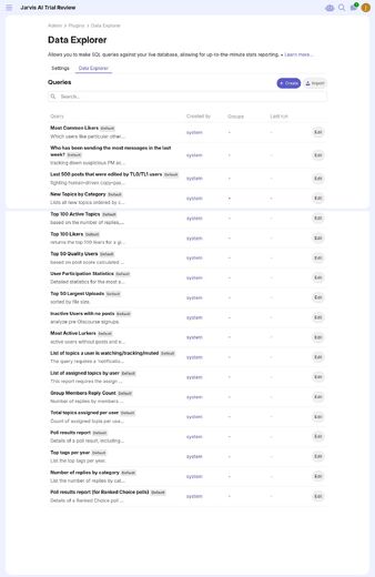 Data Explorer query list